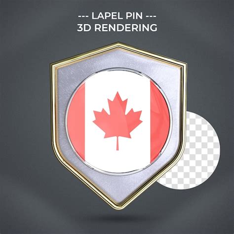 Premium Psd Realistic Lapel Pin With Canada Flag 3d Rendering