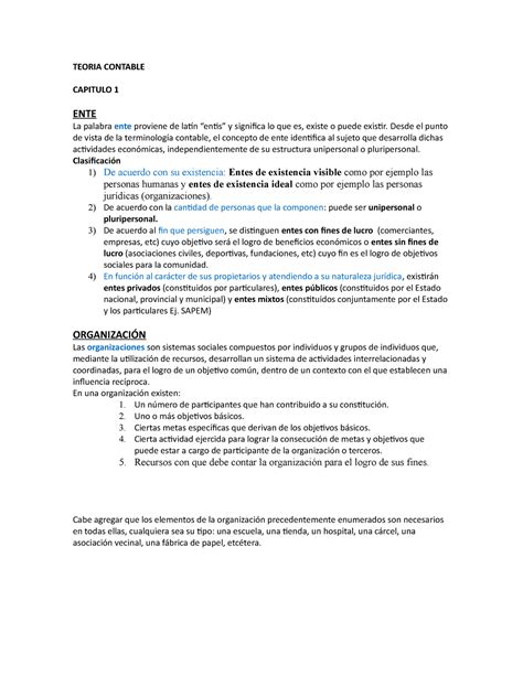 Teoria Contable TEORIA CONTABLE CAPITULO 1 ENTE La Palabra Ente