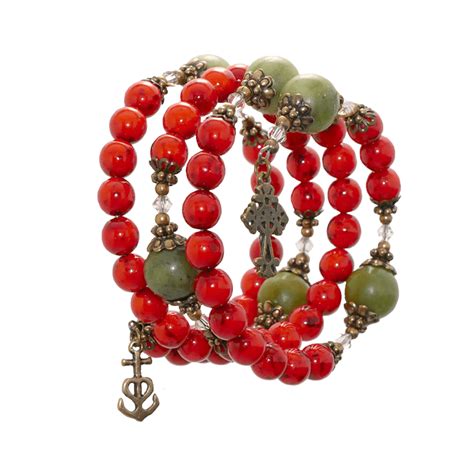 Cardinal Red Connemara Marble Coil Rosary Bracelet