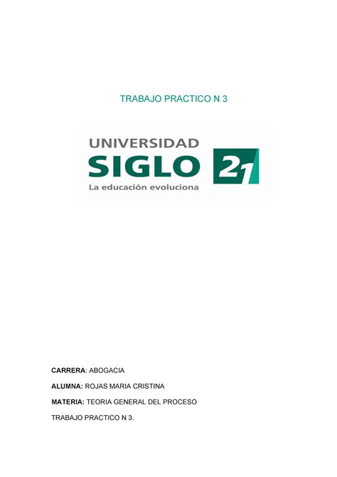 Trabajo Practico N Teoria General Del Proceso Trabajo Practico N