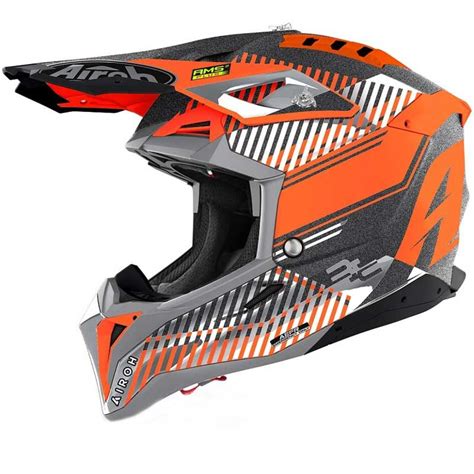 Casco De Motocross Airoh AVIATOR 3 WAVE ORANGE GLOSS CHROME 2021