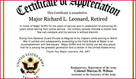 6 Printable Military Certificate Templates 13755 Within Army Good