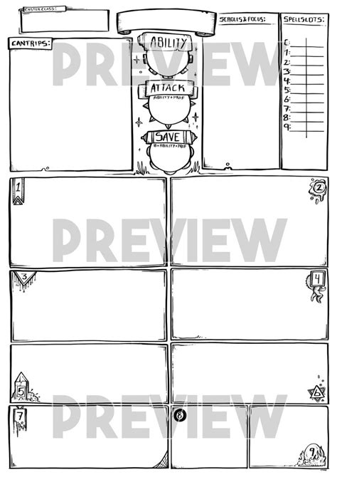 Custom Character Sheet Theme Horror Necromancer Lineart Etsy