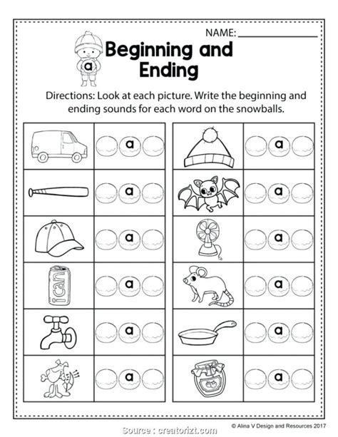 Beginning Ending Sounds Worksheets