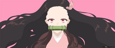 nezuko  bamboo muzzle minimalist  wallpaper