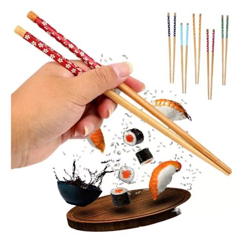 Kit 5 Palitinho Comida Japonesa Hashi Reutilizável Bambu Hot Frete grátis