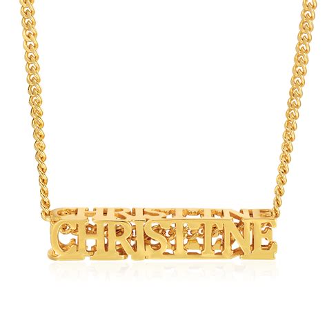 Personalized Custom Gold Plated Cubic Hollow Four Sided Name Necklace