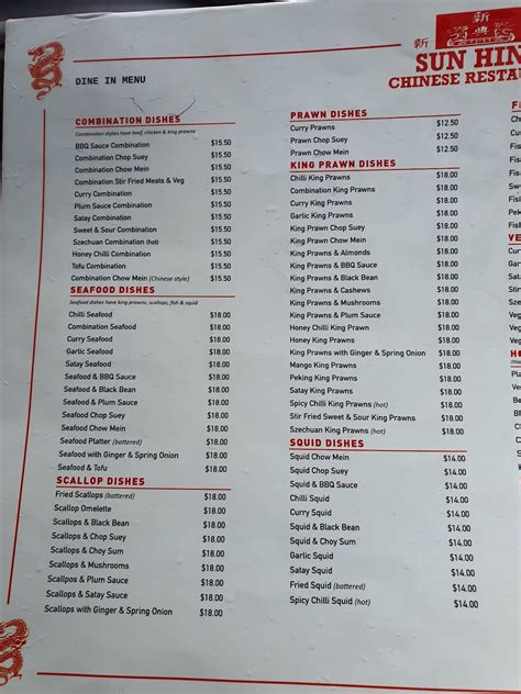 Menu At Sun Hing Restaurant Armadale