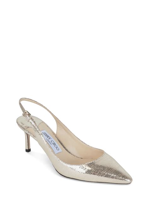 Jimmy Choo Erin Gold Leather Slingback 60mm Mitchell Stores