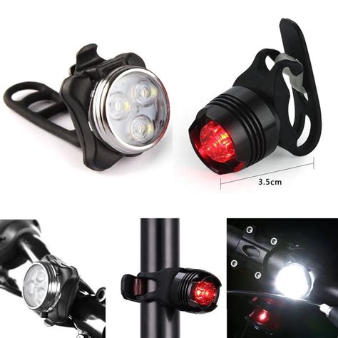 Bicycle Lights Rechargeable Led Rear Bike Light Lamp Set Front Light