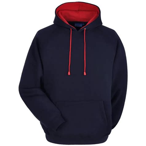 Mens Red Black Two Colors Hoodies Cheap Black Body Red Inside Hood