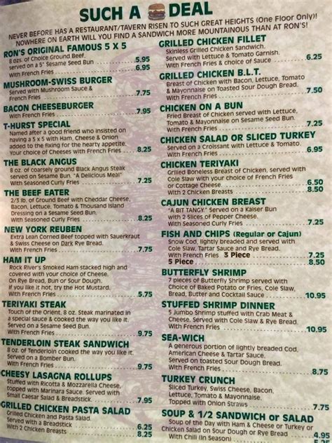 Menu of Ron's Place in Kenosha, WI 53144