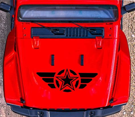 Military Star Hood Decal Fits Jeep Wrangler Jk Jl Gladiator Etsy