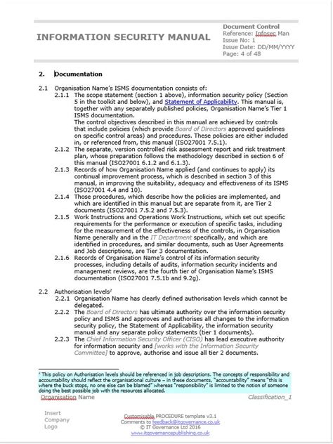 Iso 27001 Documentation Templates