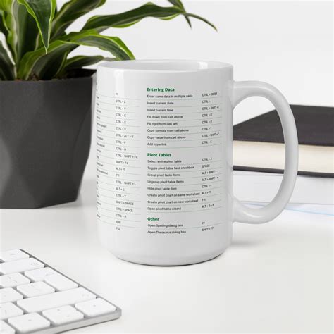 Excel Shortcut Mug Excel Shortcuts White Glossy Mug Etsy