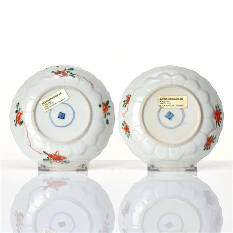 A Pair Of Famille Verte Cups With Stands Qing Dynasty Kangxi 1662