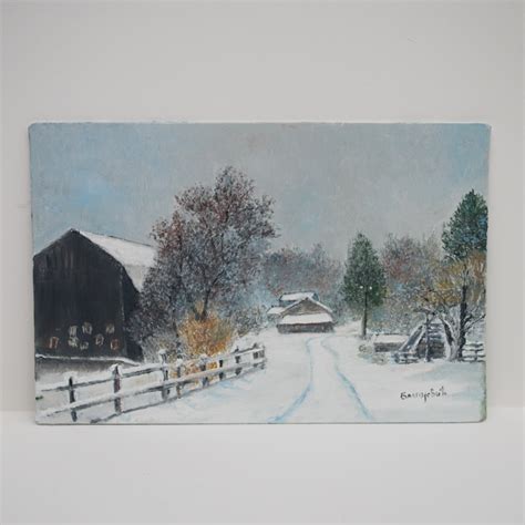 Winter at the Farm Oil Painting, Art by Brko - Old Barn Flower Farm