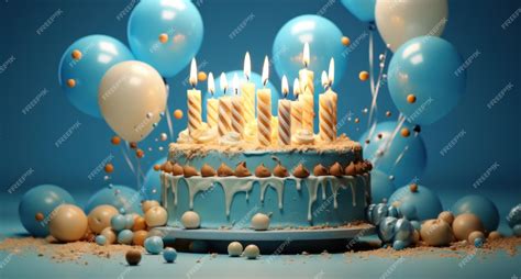 Premium AI Image | bright candles on a blue birthday cake