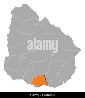 Political Map Of Uruguay With The Several Departments Stock Photo Alamy