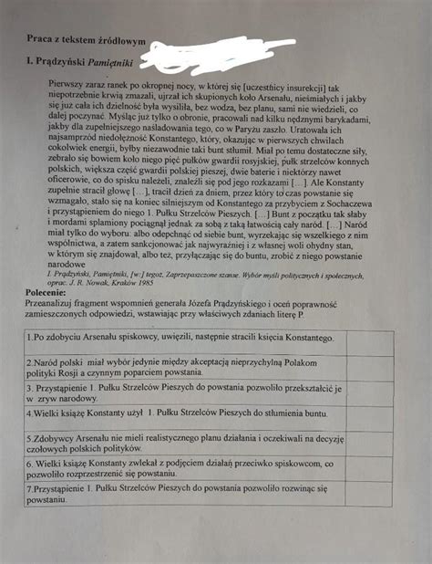 historia praca z tekstem źródłowym klasa 7 plsss Brainly pl