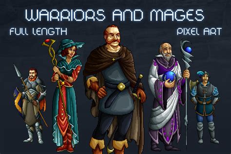 Warrior and Magician Characters by Free Game Assets (GUI, Sprite, Tilesets)