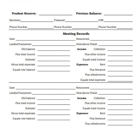 Monthly Non Profit Treasurer Report Template