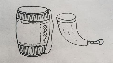 Bihu Special Drawing Bihu Dhol And Papa Drawing Easy Step By Step