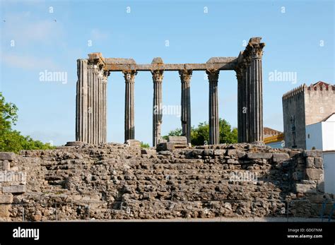 Roman Temple - Evora - Portugal Stock Photo - Alamy