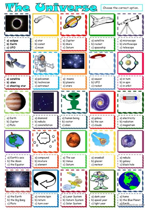 The Universe Space Vocabulary Pictio English Esl Worksheets Pdf Doc