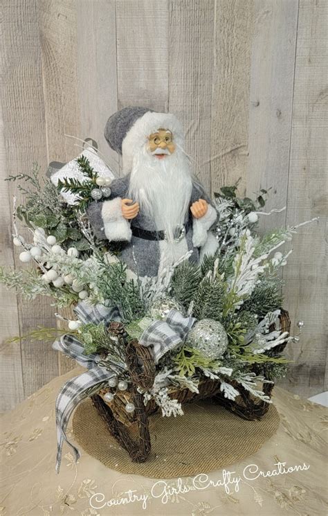 Santa Christmas Sleigh Santa Arrangement Christmas - Etsy