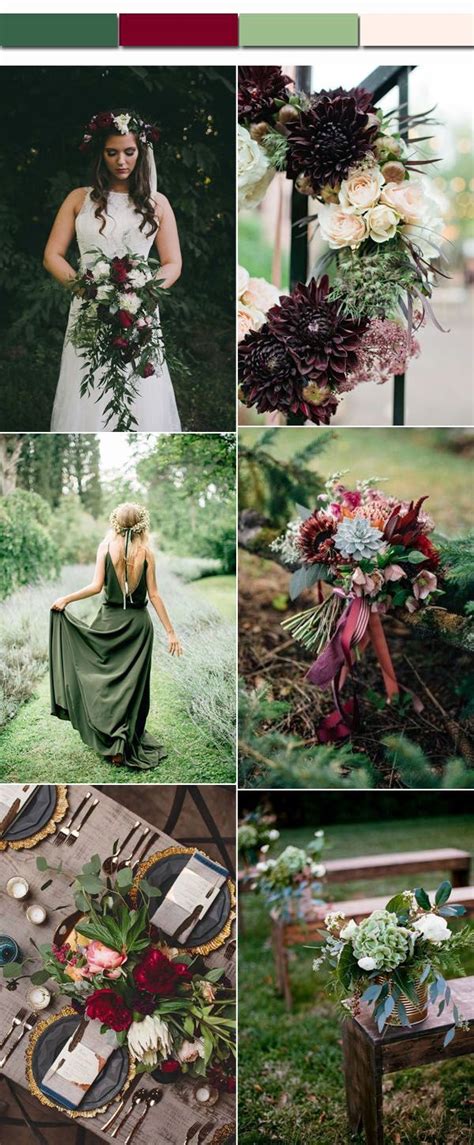 Perfect Fall Wedding Color Palettes Of Emerald Green And Burgundy