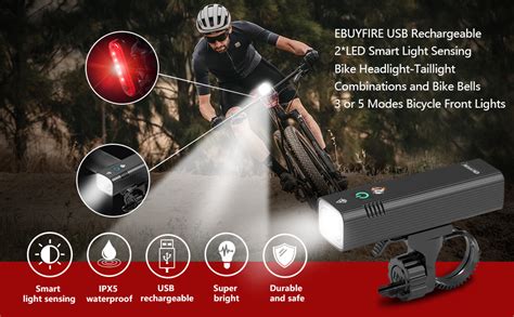 Ebuyfire Leds Bike Light Set Usb Rechargeable Bike Lights For Night