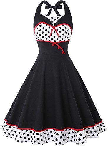 Ihot Frauen Neckholder Rockabilly 50er Vintage Retro Kleid