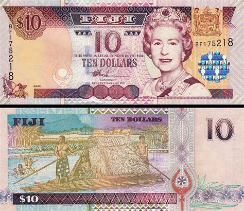 Fiji 10 Dollars 2002 UNC P 106a Queen Elizabeth II Fortumor