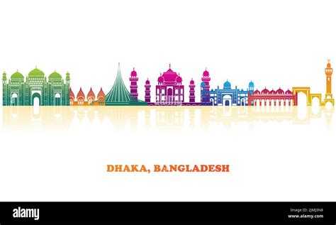 Panorama Colorido De La Ciudad De Dhaka Bangladesh Ilustración