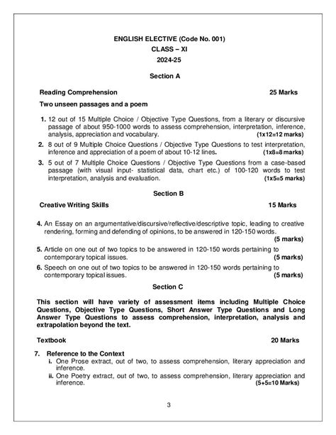 Cbse Class 12 English Elective Syllabus 2025 New Download Pdf Here