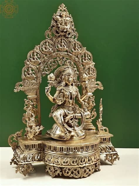 Superfine Goddess Lakshmi Seated On Saptalakshmi And Kirtimukha