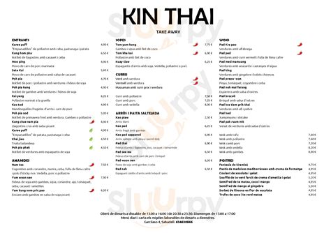 Kin Thai Menù Sabadell Menú Principal Sluurpy