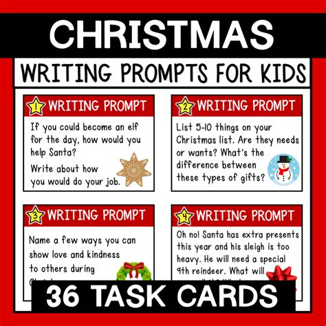 Christmas Writing Prompts Task Cards Resources For Teaching