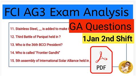 Fci Ag Jan Nd Shift Ga Questions Fci Ag Exam Analysis Fci