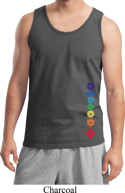 Mens Yoga Tanktop Floral Chakras Bottom Print Tank Top Floral Chakras