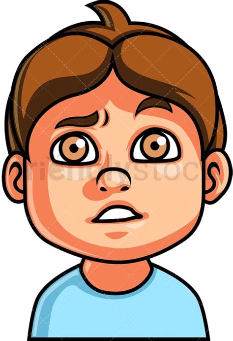 Little Boy Confused Face Cartoon Vector Clipart Friendlystock