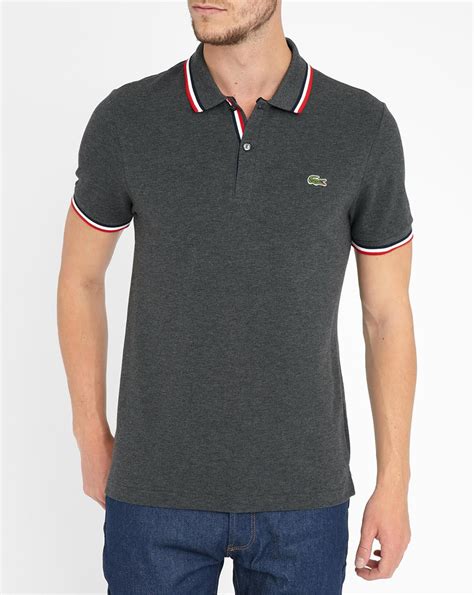 Lacoste Live Grey Polo Shirt With Redwhite Trim In Gray For Men Lyst