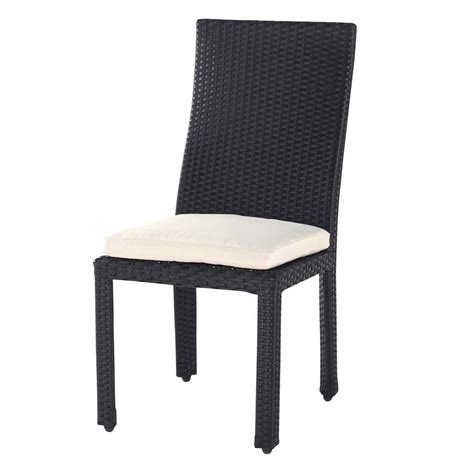 Chaise de jardin coussin en résine tressée et tissu noire Miami