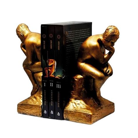 Aparador De Livros O Pensador De Rodin Dourado Escultura