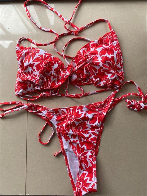 Red Floral Bikini Women S Fashion Swimwear Bikinis Swimsuits On