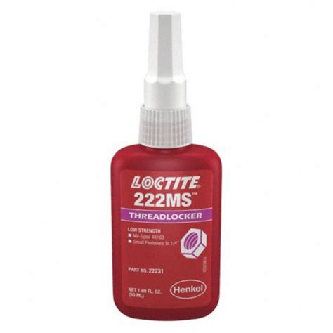 Loctite 222ms Series Low Strength Threadlocker Purple Liquid 50 Ml