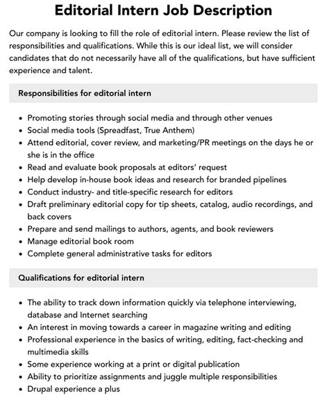 Editorial Intern Job Description Velvet Jobs