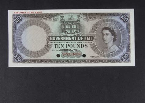 Specimen Bank Note Fiji Specimen Pounds Circa No