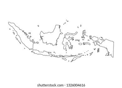 Indonesia Map Outline Graphic Freehand Drawing Stock Vector (Royalty ...